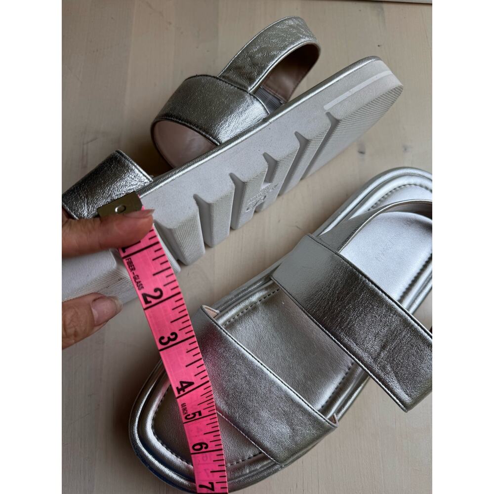 Stuart Weitzman Elodie Silver Metallic Leather Dress Sandals Size 8.5 - Picture 6 of 9
